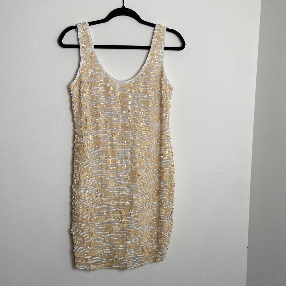 Vintage Cream & White Sequin Mini Dress